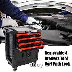 4 Drawers Rolling Tool Box Chest Garage Tool Cabinet Cart with Keys & Wheels