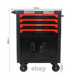 4 Drawers Rolling Tool Box Chest Garage Tool Cabinet Cart with Keys & Wheels