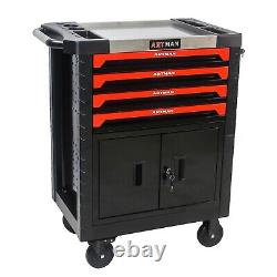 4 Drawers Rolling Tool Box Chest Garage Tool Cabinet Cart with Keys & Wheels