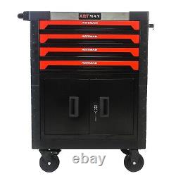 4 Drawers Rolling Tool Box Chest Garage Tool Cabinet Cart with Keys & Wheels