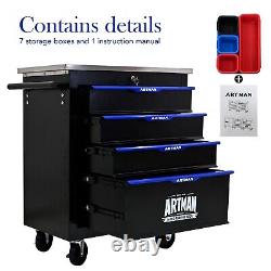 4 Drawers Rolling Tool Chest Storage Cabinet Box with Wheels Garage Workshop