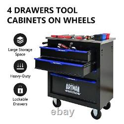 4 Drawers Rolling Tool Chest Storage Cabinet Box with Wheels Garage Workshop