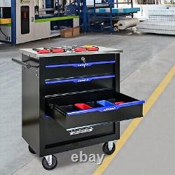 4 Drawers Rolling Tool Chest Storage Cabinet Box with Wheels Garage Workshop