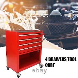 4 Drawers Tool Box Cart Storage Cabinet Rolling Garage Tool Chest with Wheels