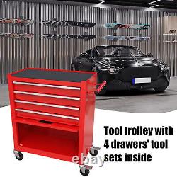 4-Drawers Tool Box Cart Tool Storage Cabinet Rolling Tool Chest With Tool Set