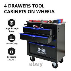 4 Drawers Tool Cart on Wheel Rolling Tool Chest Tool Storage for Garage Workshop