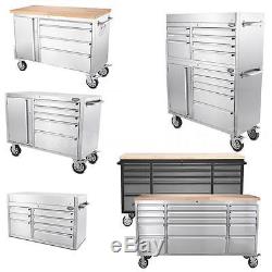 41/48/72 Stainless Steel Rolling Tool Chest Tool Box Work Station Bench N7S9