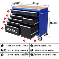 42-Inch 7-Drawers Rolling Tool Chest Mobile Tool Storage Cabinet withWooden Top US