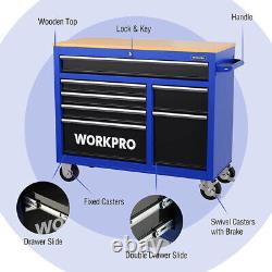 42-Inch 7-Drawers Rolling Tool Chest Mobile Tool Storage Cabinet withWooden Top US