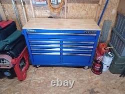 46 9-Drawer Rolling Tool Cart Tool Storage Cabinet Organizer With Solid Wood Top