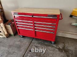 46 9-Drawer Rolling Tool Chest Tool Storage Cabinet Workbench With Solid Wood Top