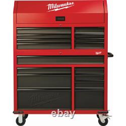 46 in. 16-Drawer Steel Tool Chest and Rolling Cabinet Set, Textured Red
