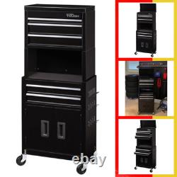 5 Drawer 20 Inches Rolling Tool Chest And Cabinet Combo With Riser For Storage