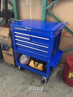 5 Drawer Rolling Tool Cart Heavy Duty Mechanic's Box Storage Chest Cabinet, Blue