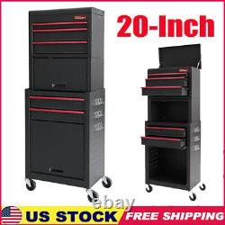 5-Drawer Rolling Tool Chest Cabinet Combo 20In Bulk Storage Lid Warehouse Garage