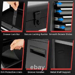 5-Drawer Rolling Tool Chest Cabinet Metal Tool Storage Box Lockable Wheels Black
