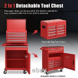 5-Drawer Rolling Tool Chest Storage Cabinet Box Organizer with Adjustable Shelf