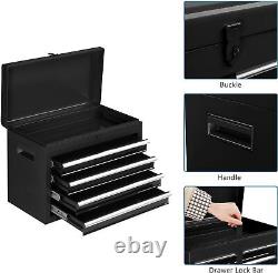 5 Drawer Rolling Tool Chest Storage Cabinet with Detachable Top for Garage Black