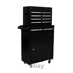 5 Drawer Rolling Tool Chest Tool Box with Bottom Cabinet and Adjustable Shelf
