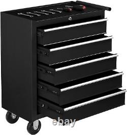 5-Drawer Rolling Tool Chest Tool Storage Cabinet with Top Cushion & Drawer Liner