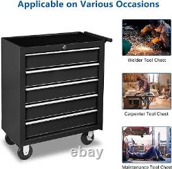 5-Drawer Rolling Tool Chest Tool Storage Cabinet with Top Cushion & Drawer Liner