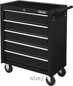 5-Drawer Rolling Tool Chest Tool Storage Cabinet with Top Cushion & Drawer Liner