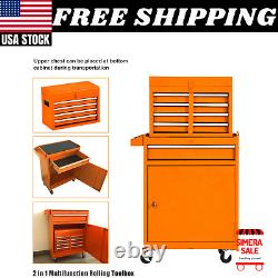 5-Drawer Rolling Tool Chest Wheels Drawers Tool Storage Cabinet Detachable