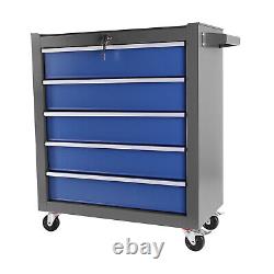 5-Drawers Rolling Tool Box Cart Metal Tool Storage Cabinet Lockable with Wheels