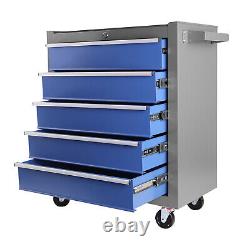 5-Drawers Rolling Tool Box Cart Metal Tool Storage Cabinet Lockable with Wheels
