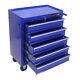 5 Drawers Rolling Tool Box Cart Tool Chest Tool Storage Cabinet With 4 Wheels Blue