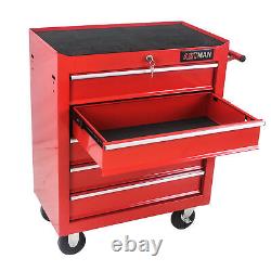 5 Drawers Rolling Tool Box Cart Tool Chest Tools Storage Cabinet with 4 Wheels Red