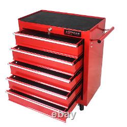 5 Drawers Rolling Tool Box Cart Tool Chest Tools Storage Cabinet with 4 Wheels Red