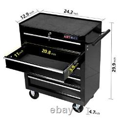 5 Drawers Rolling Tool Box Cart Tool Storage Cabinet Steel Lockable Tool Chest