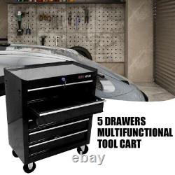 5 Drawers Rolling Tool Box Cart Tool Storage Cabinet Steel Lockable Tool Chest