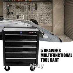 5 Drawers Rolling Tool Box Cart Tool Storage Cabinet Steel Lockable Tool Chest