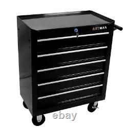 5 Drawers Rolling Tool Box Cart Tool Storage Cabinet Steel Lockable Tool Chest