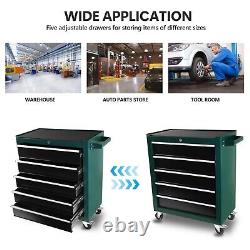 5 Drawers Rolling Tool Chest Cabinet Storage Box with Wheels Garage Workshop