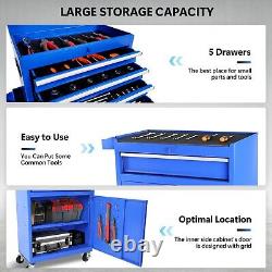 5 Drawers Rolling Tool Chest Storage Cabinet Box on Wheels Garage Workshop