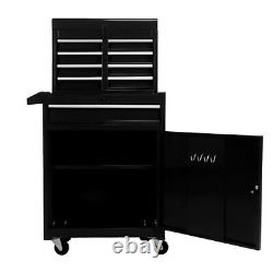 5 Drawers Rolling Tool Chest Tool Box with Bottom Cabinet&Adjustable Shelf Wheel