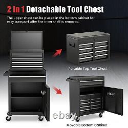 5-Drawers Rolling Tool Storage Chest Cabinet High Capacity with Wheels