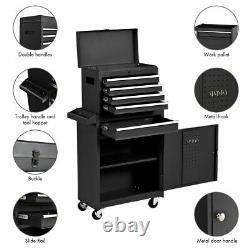 5-Drawers Rolling Tool Storage Chest Cabinet High Capacity with Wheels