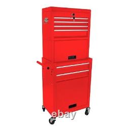 6 Drawer Rolling Tool Chest Cabinet Metal Storage Tool Box Organizer with Wheels