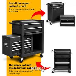 6-Drawer Rolling Tool Chest Storage Cabinet Toolbox Combo Locking With Riser Black