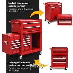 6-Drawer Rolling Tool Chest Storage Cabinet Toolbox Combo Locking With Riser Red