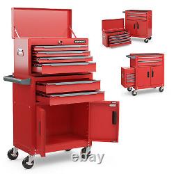 6-Drawer Rolling Tool Chest with Universal Wheels & Hooks Heavy-Duty for Workshop