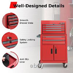 6-Drawer Rolling Tool Chest with Universal Wheels & Hooks Heavy-Duty for Workshop