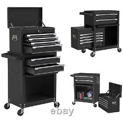 6-Drawer Rolling Tool Chest with Wheels Storage Cabinet Detachable Top Tool Box