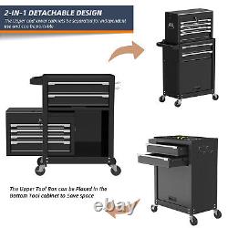 6-Drawer Rolling Tool Chest with Wheels Storage Cabinet Detachable Top Tool Box