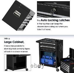 6-Drawer Rolling Tool Chest with Wheels Storage Cabinet Detachable Top Tool Box