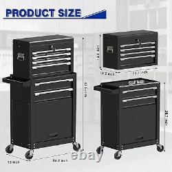 6-Drawer Rolling Tool Chest with Wheels Storage Cabinet Detachable Top Tool Box